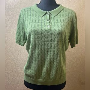Banned Retro Green Perforated Anchors Up Sweater Top XL